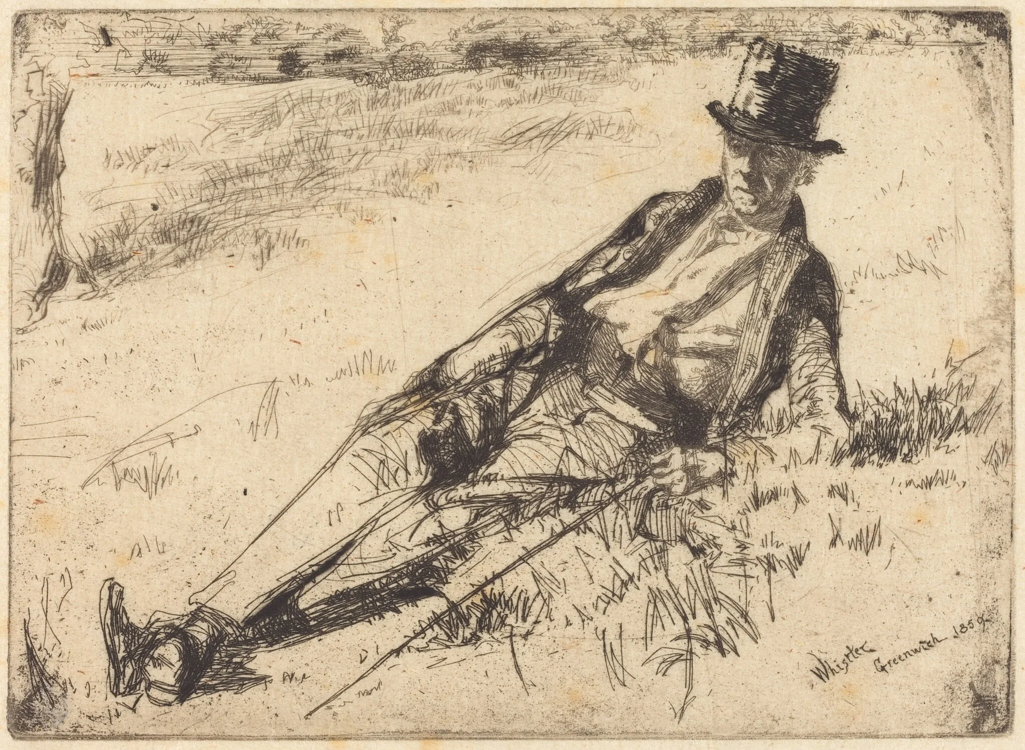 Greenwich Pensioner, by James McNeill Whistler, ink, 1859