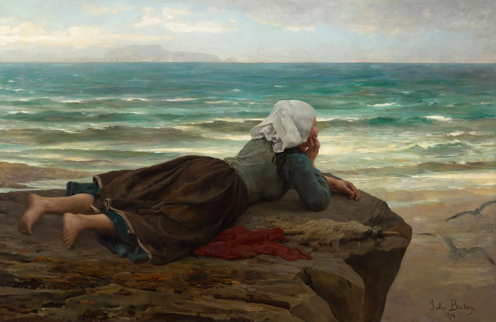 The Cliff (La Falaise), by Jules Breton, oil, 1874
