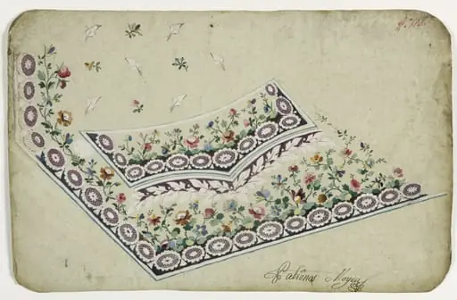 Gilet aux fleurs mauves, projets de broderies de gilet, XVIIIème siècle