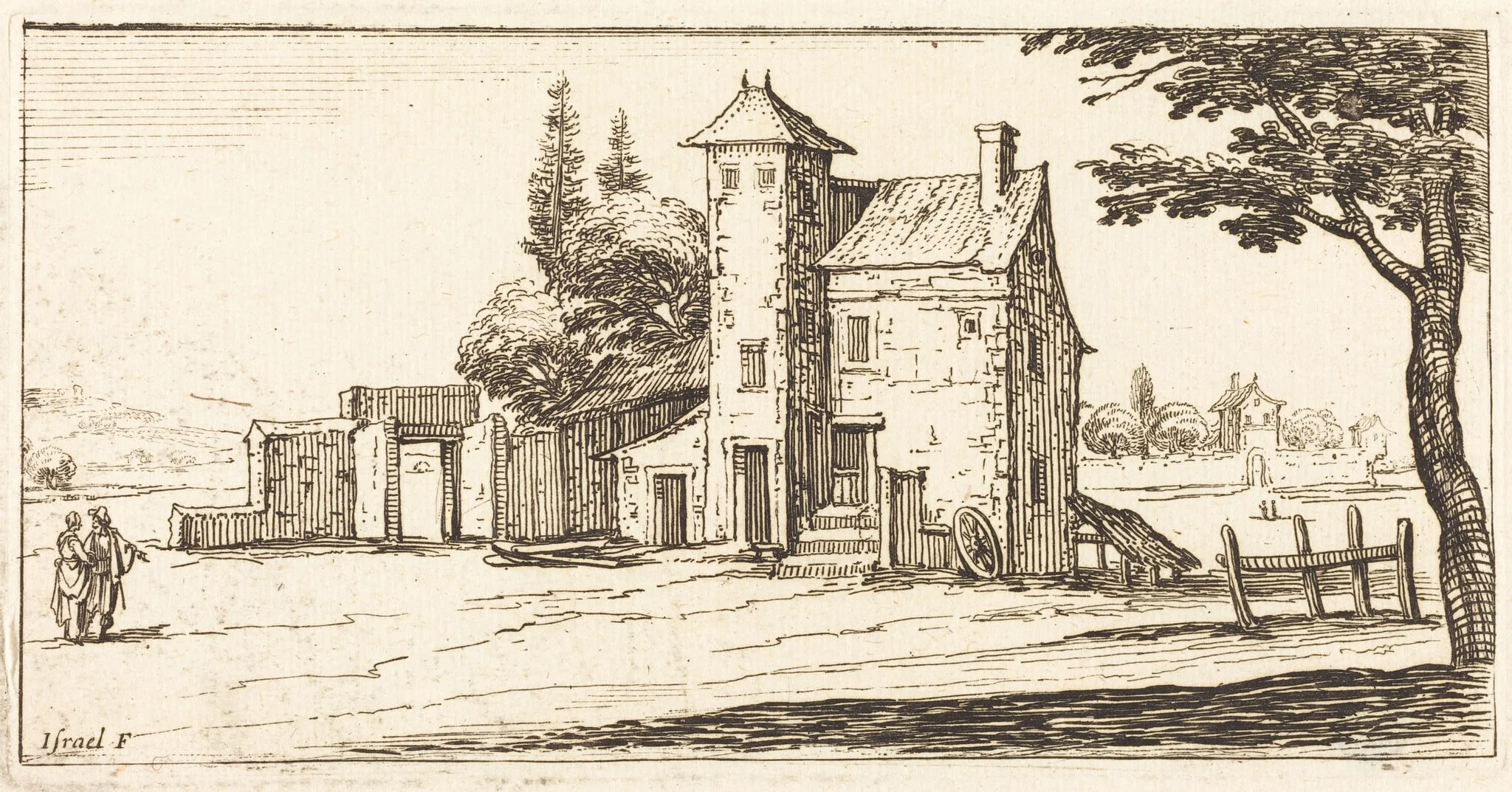 Landscape, by French 17th Century, ink, 1635