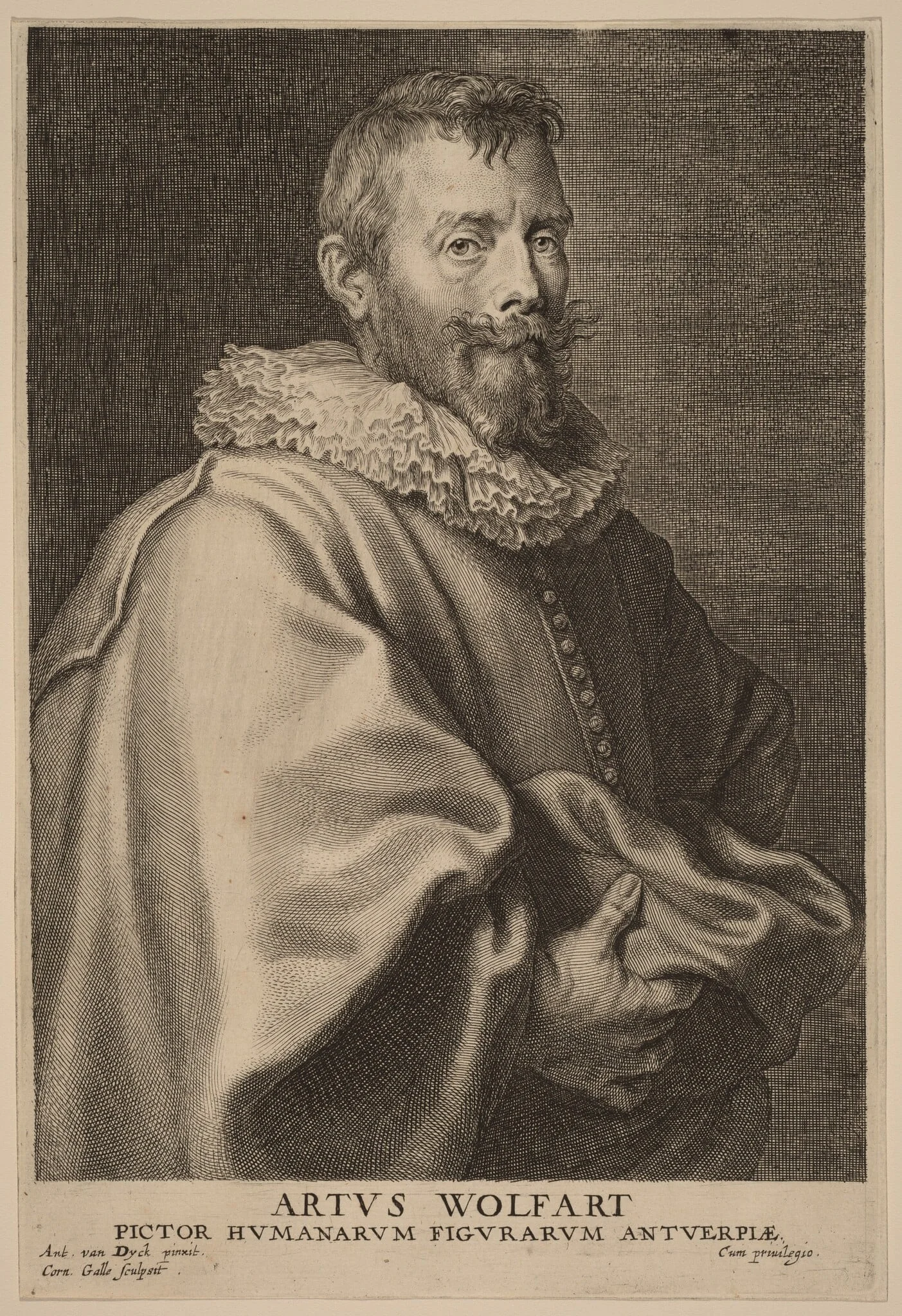 Artus Wolfart, by Cornelis Galle I, ink, 1634