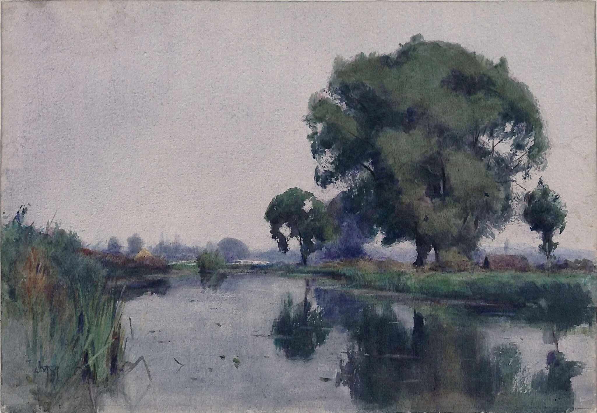 On the Kennet, by John R.B.A. Macintosh, watercolor, 1850