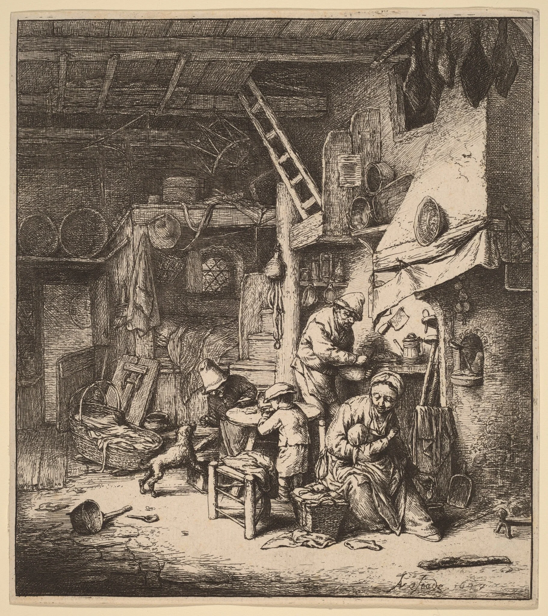 Peasant Family in an Interior with the Mother Feeding a Child