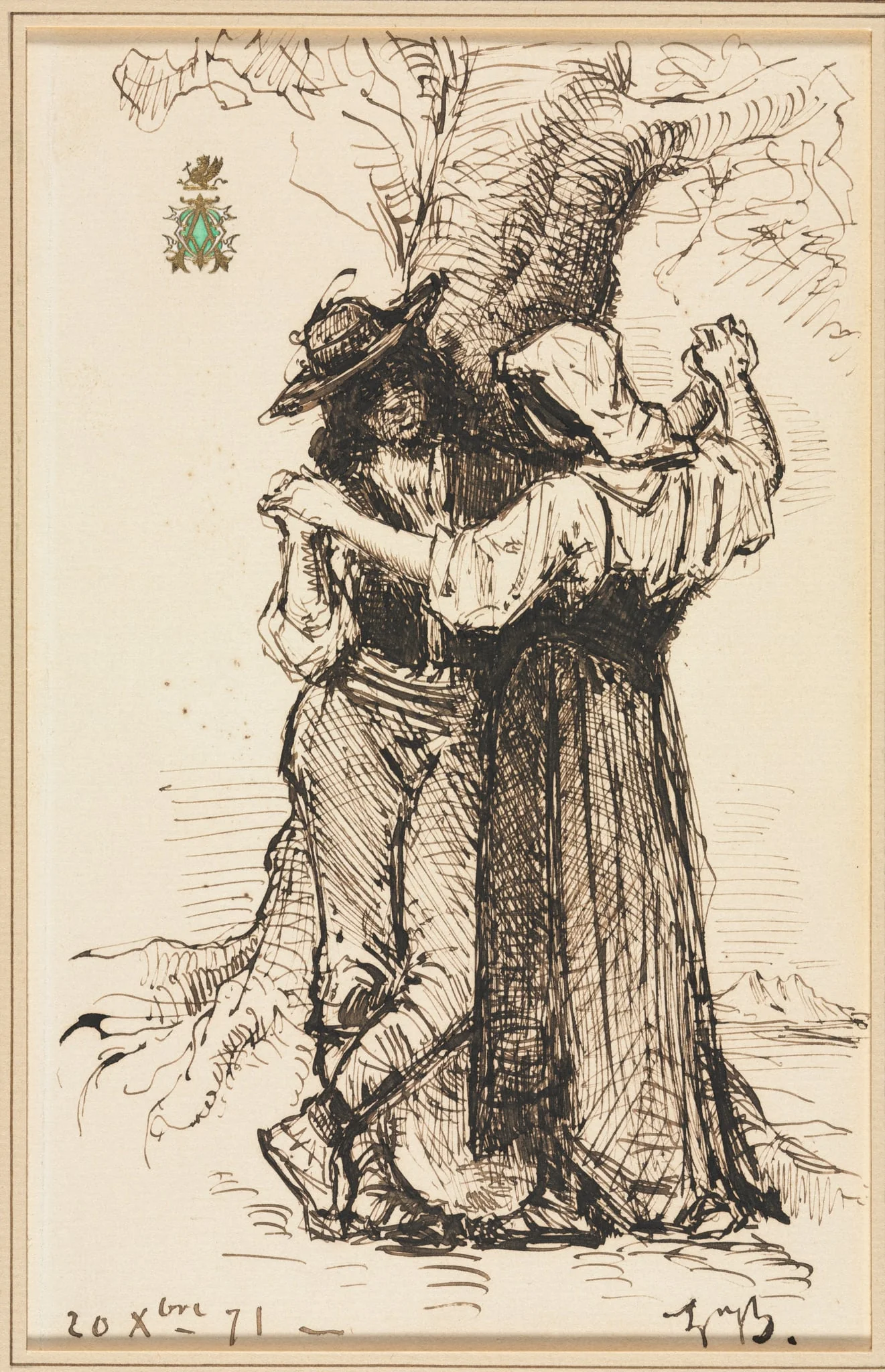 Couple Courting by a Tree, by Léon Bonnat, 1871