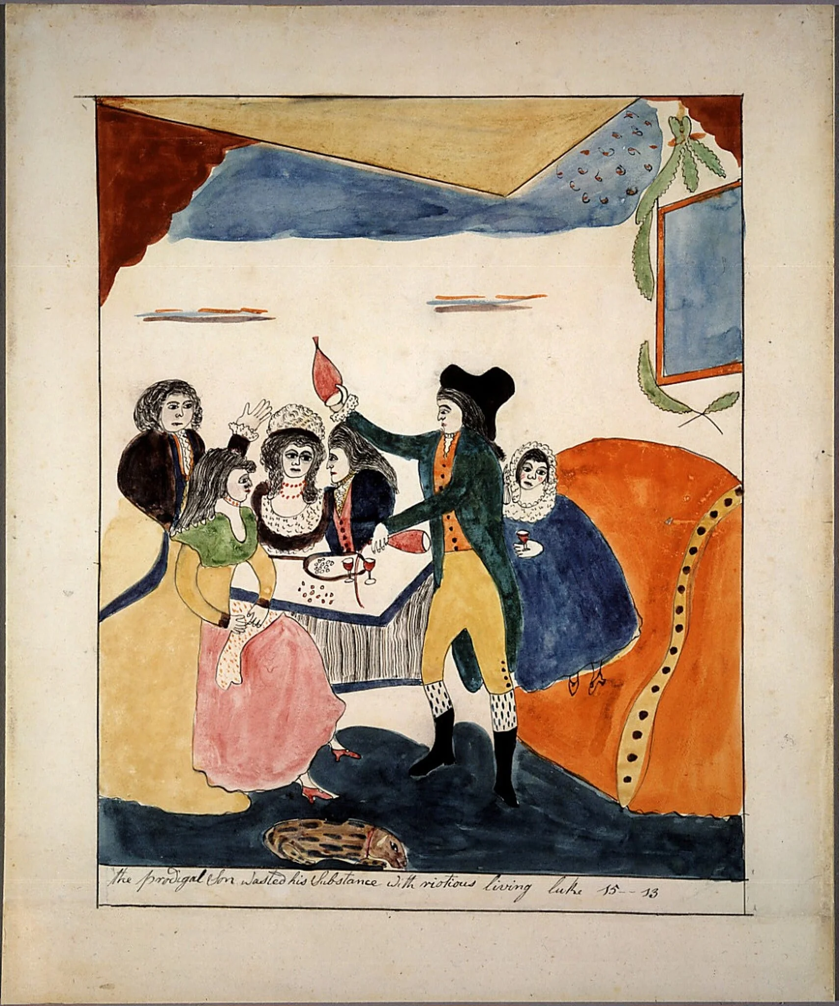 The Prodigal Son Wasted His Substance, by Mary Ann Willson, ink, 1815