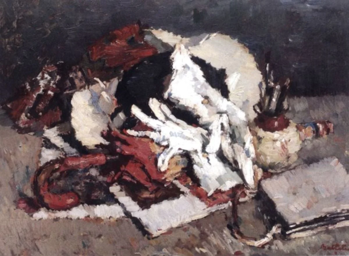 Natură statică cu umbrelă și mânuși, by Adam Bălțatu, unspecified, 1939