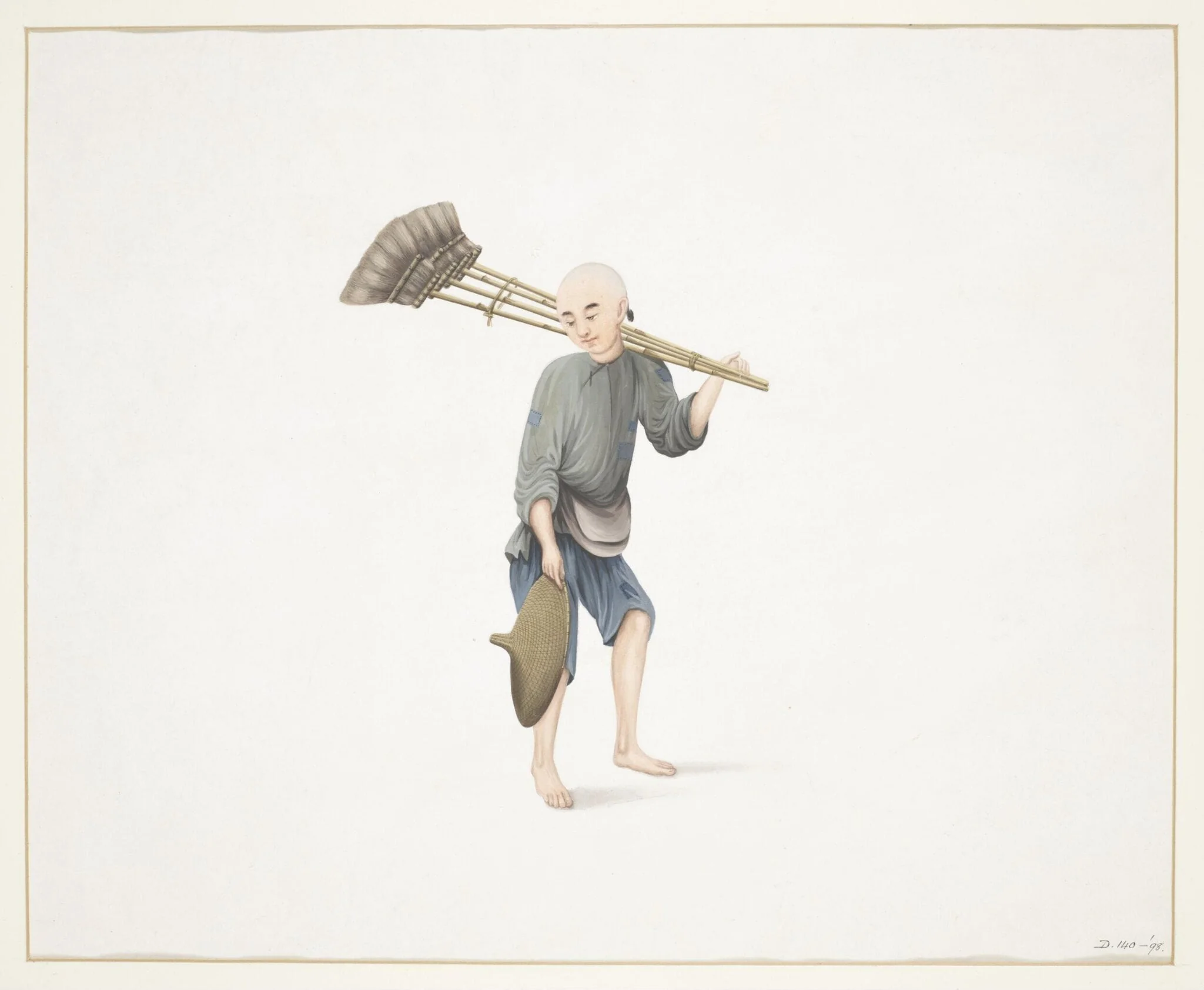 A Broom Seller, by Puqua, paint, 1790