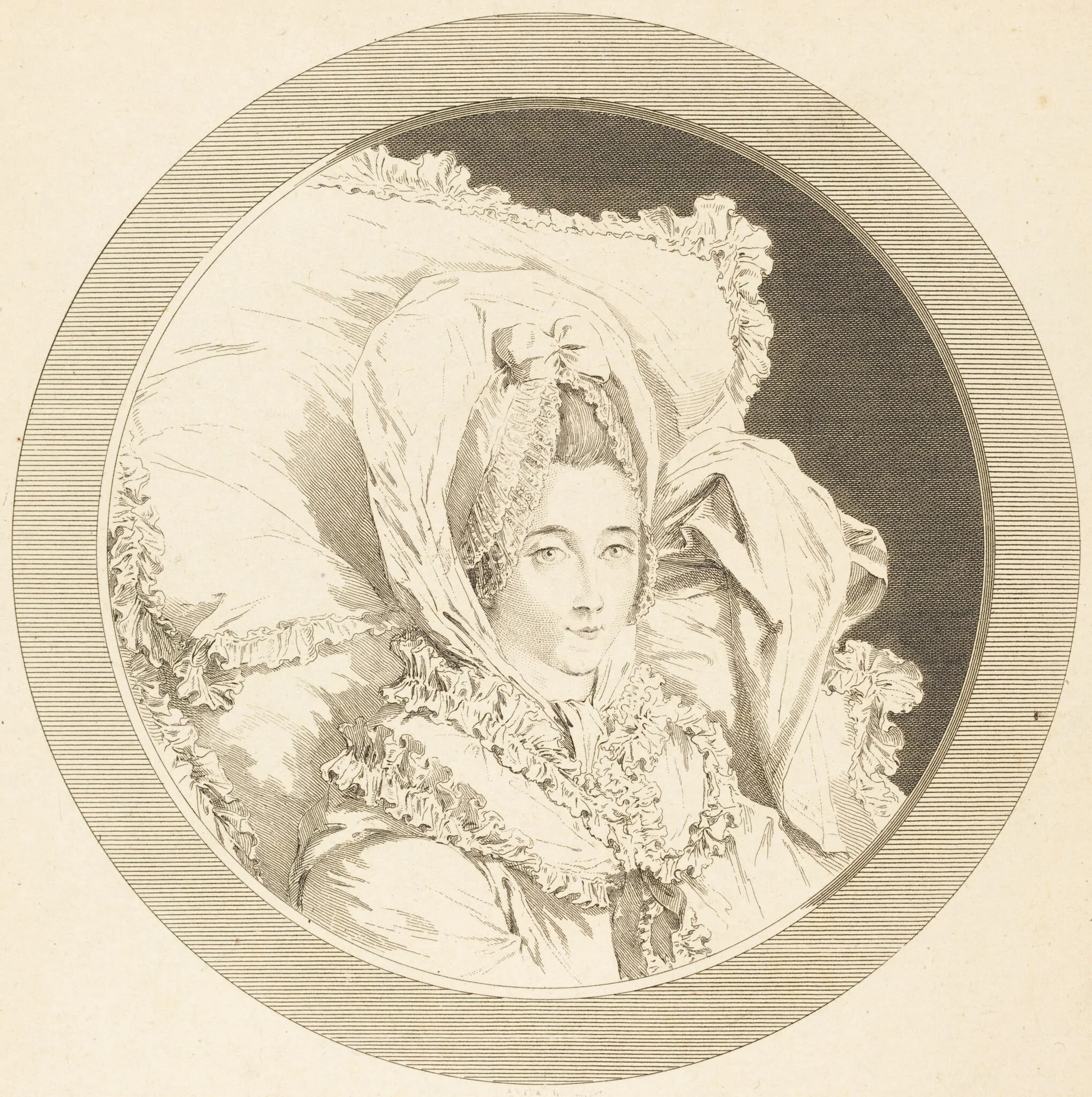 Derniere heure de la Baronne de Rebecque, by Augustin de Saint-Aubin, ink, 1780