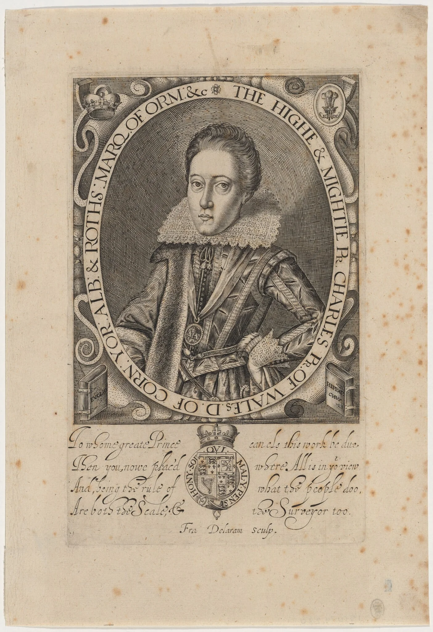Charles Prince of Wales (Charles I), by Francis Delaram, ink, 1616