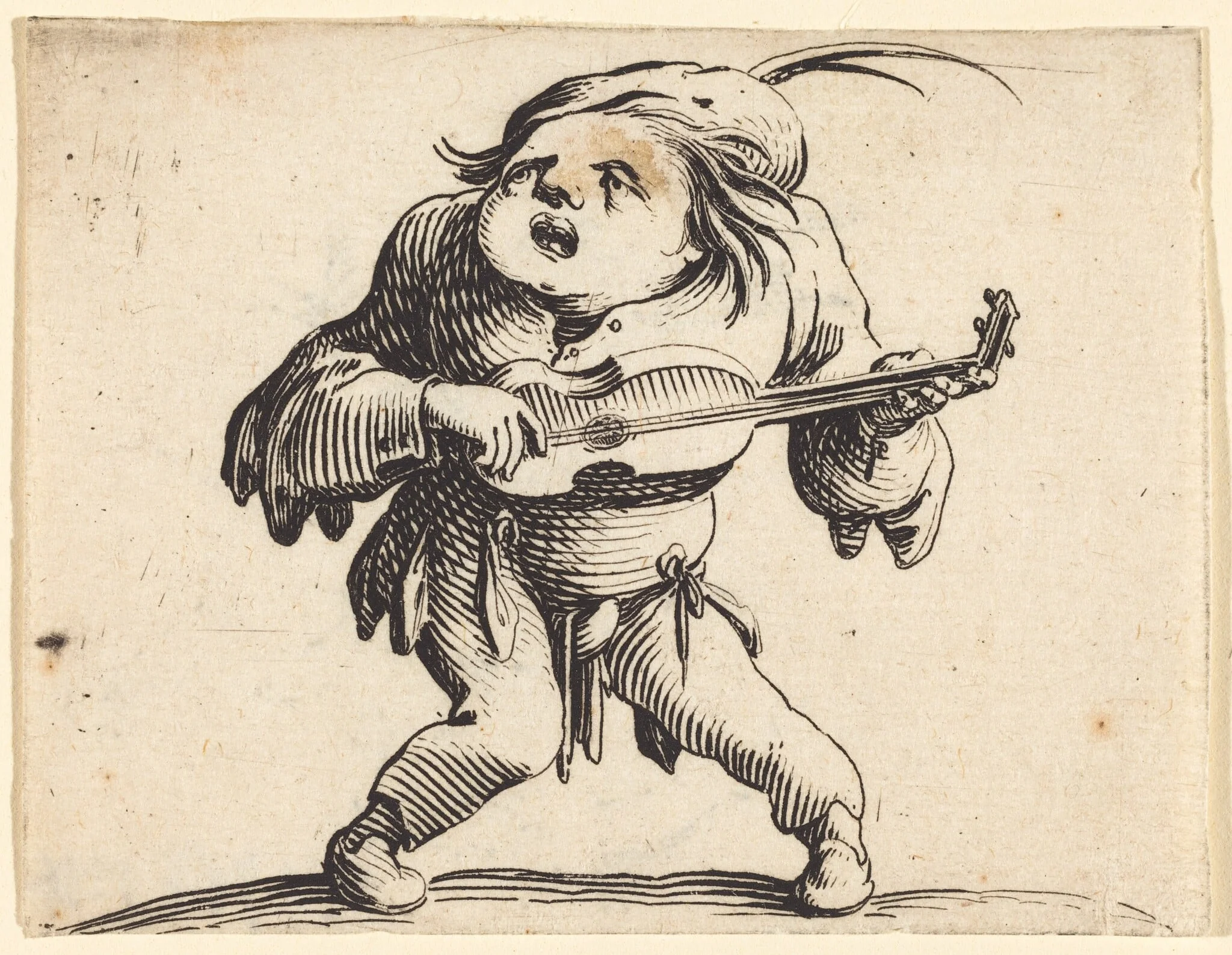 The Guitar Player, by Jacques Callot, ink, 1622