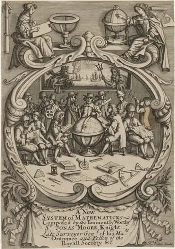 Title Page to A New System of Mathematicks, Composed by Sir Jonas Moore, Knight