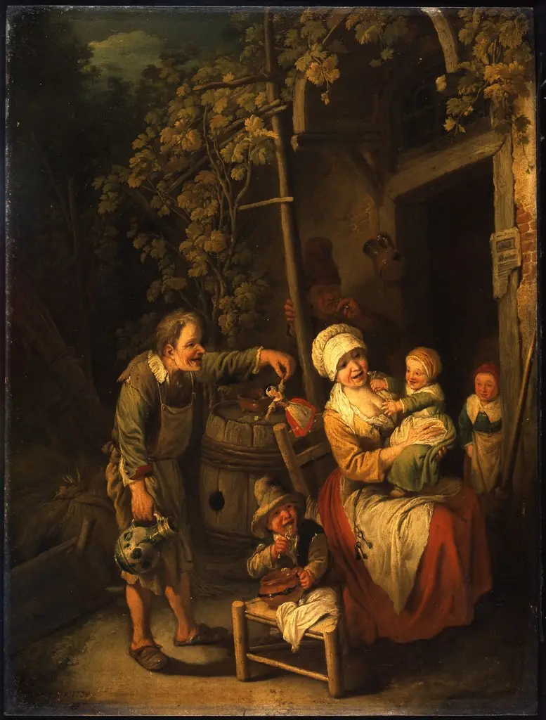 Family of peasants before a house