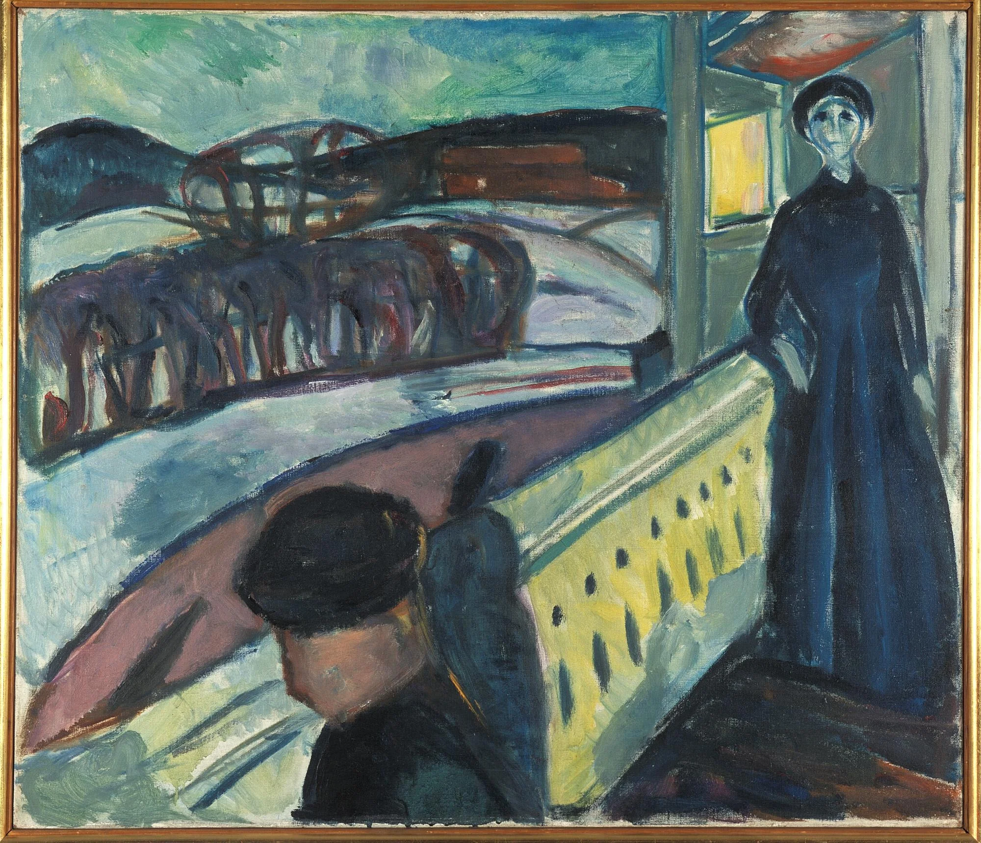 On the Veranda Stairs, by Edvard Munch, oil, 1922