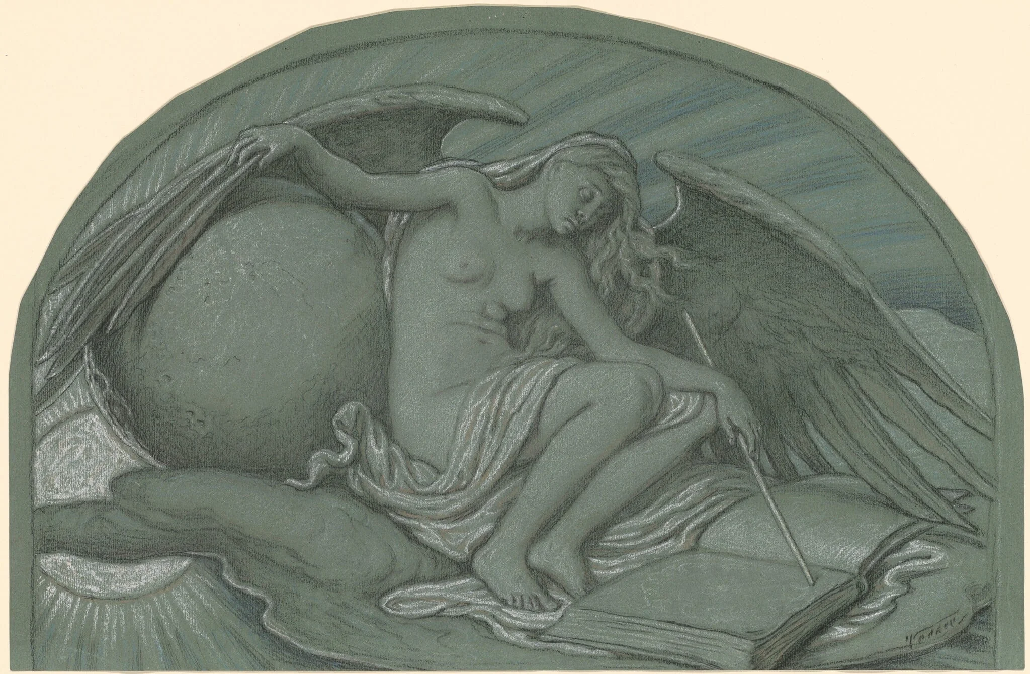 Study for "The Eclipse of the Sun by the Moon", by Elihu Vedder, charcoal, 1892