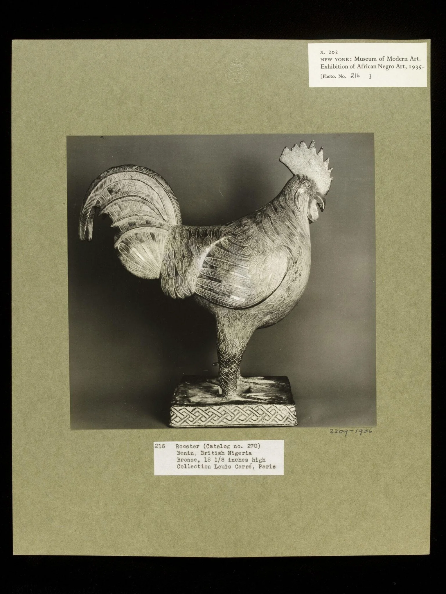 Rooster.  Benin., by Walker Evans, photographic, 1935