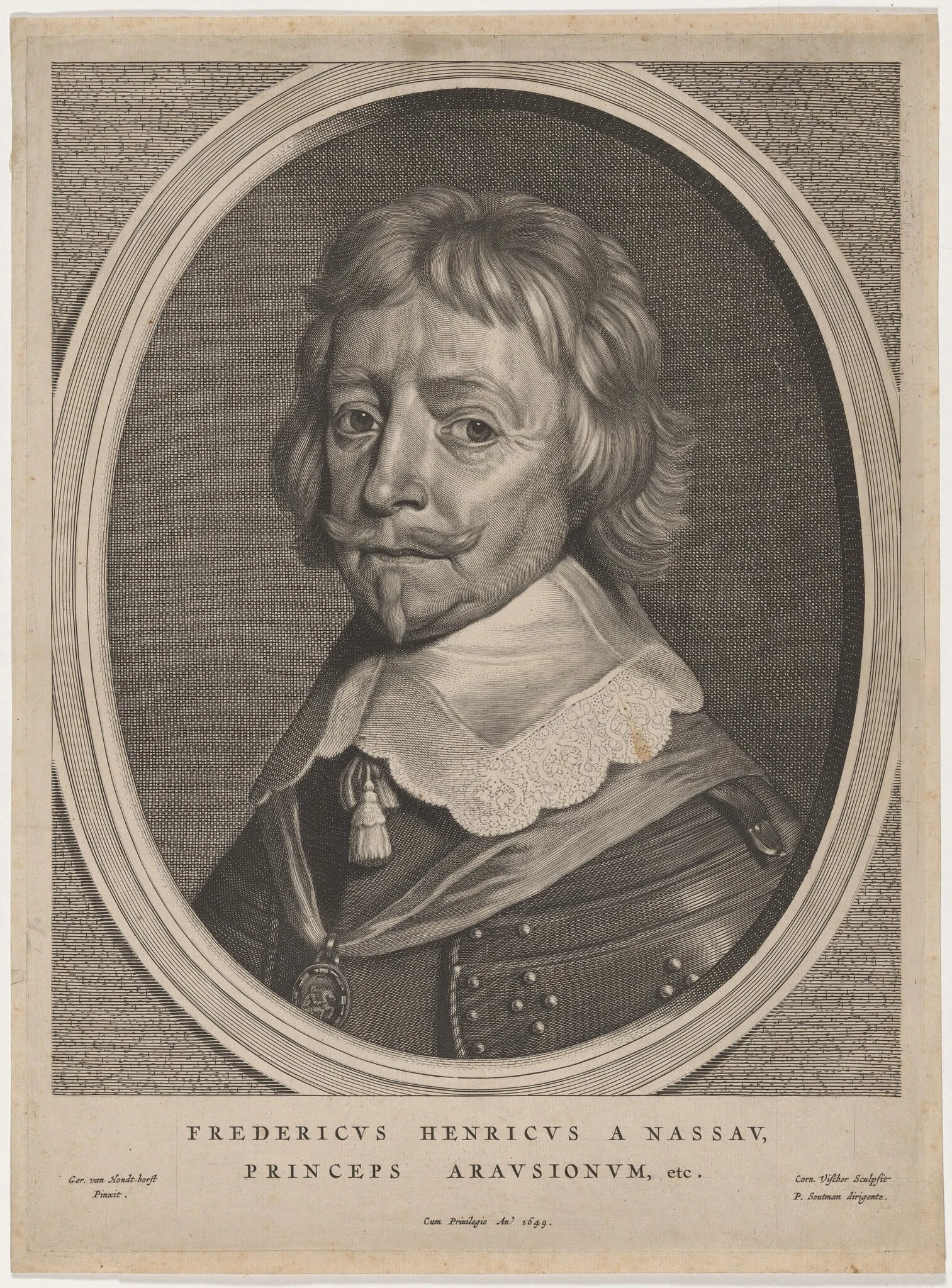 Frederick Henry of Orange, by Cornelis Visscher, ink, 1649