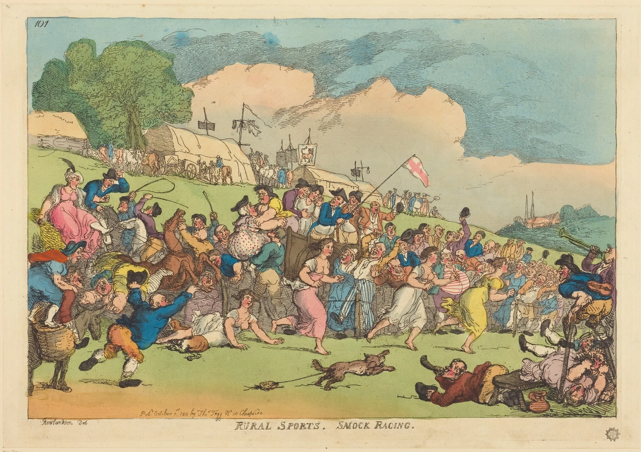 Rural Sports. Smock Racing, by Thomas Rowlandson, ink, 1811