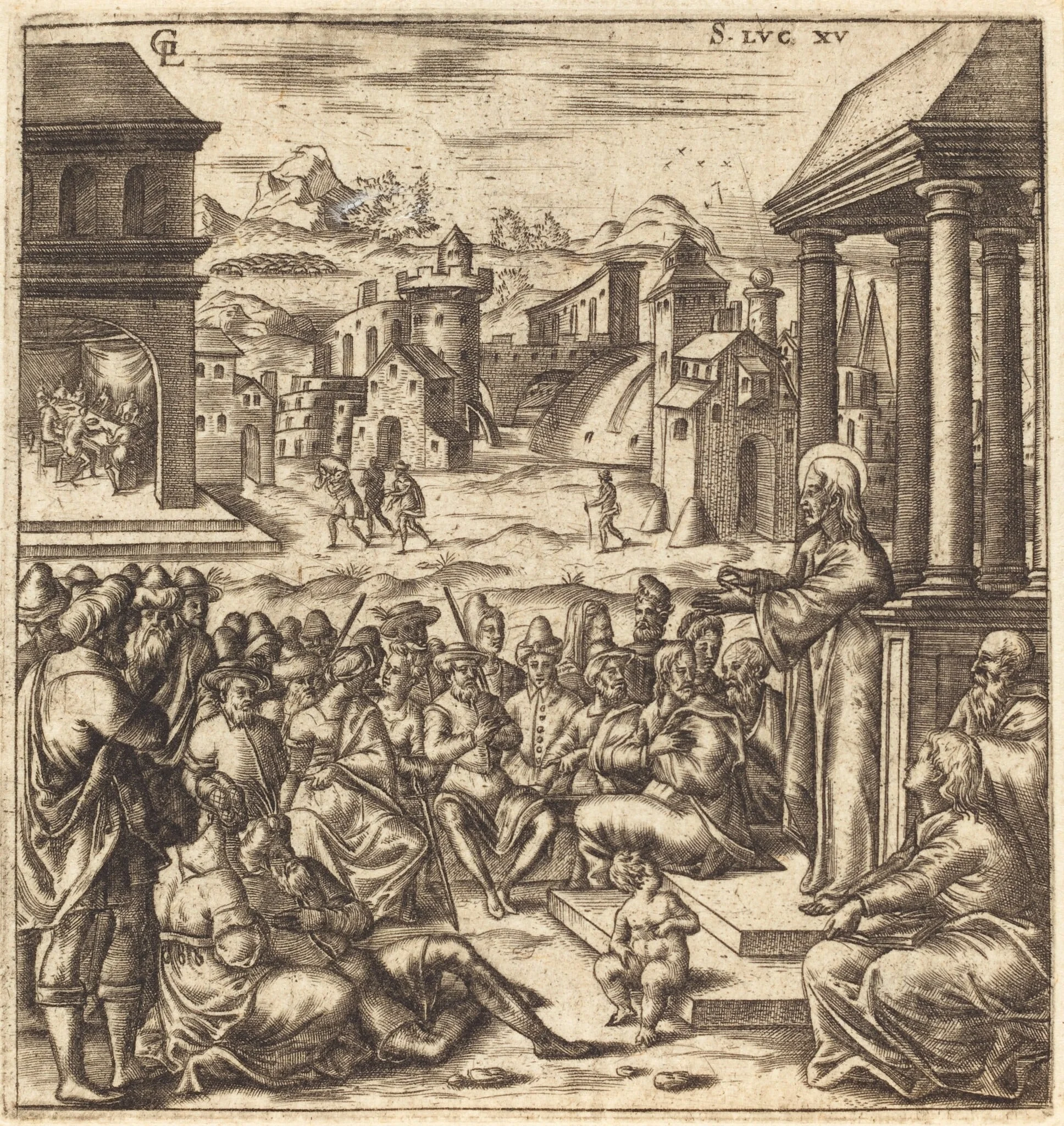 The Parables of the Lost Sheep, the Woman with Pieces of Silver and the Prodigal Son, by Léonard Gaultier, ink, 1578