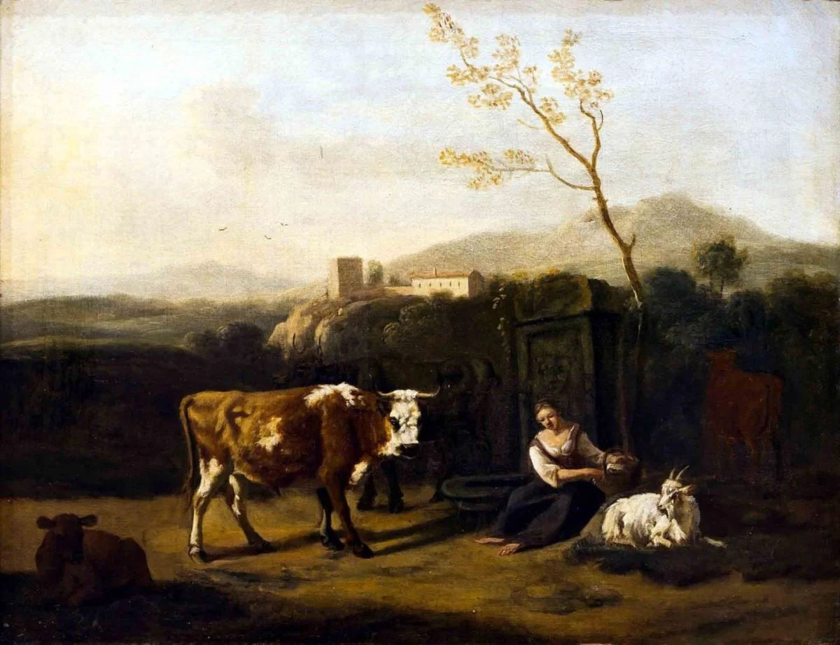 Peisaj cu animale, by Dirck van der Bergen, unspecified