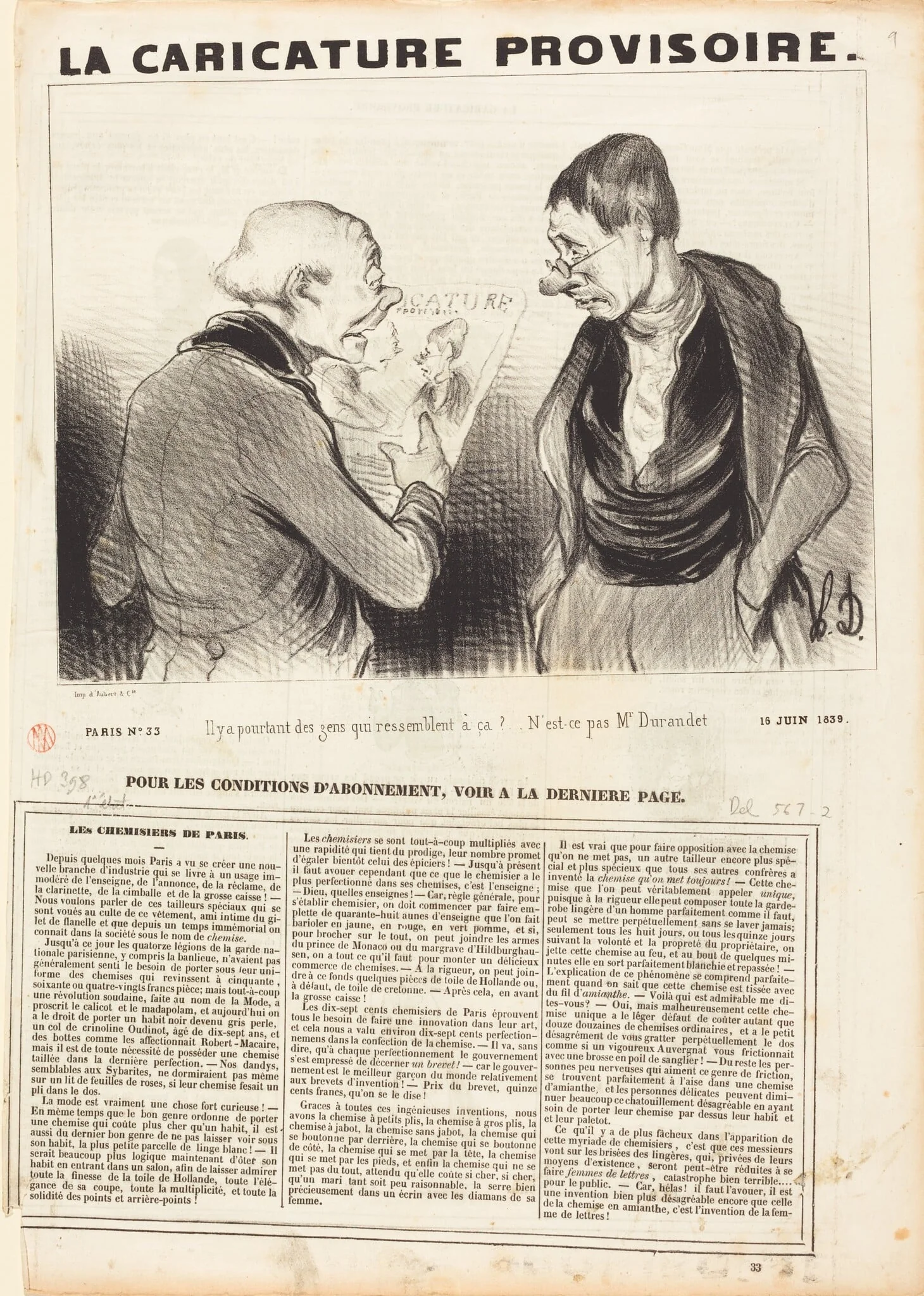 Il y a pourtant des gens qui ressemblent a ça!, by Honoré Daumier, ink, 1839