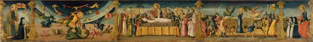 Saint Lawrence, Saint Michael and the Dragon, the Dormitio Virginis and the Martyrdom of Saint Catherine