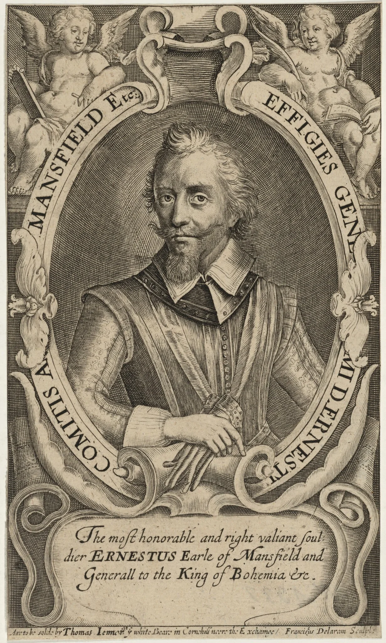Ernestus Earle of Mansfield, by Francis Delaram, ink, 1608