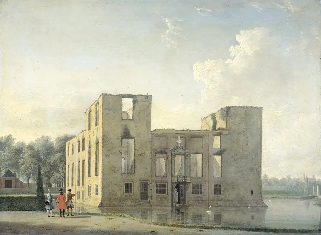 Rear View of Berckenrode Castle in Heemstede after the Fire
