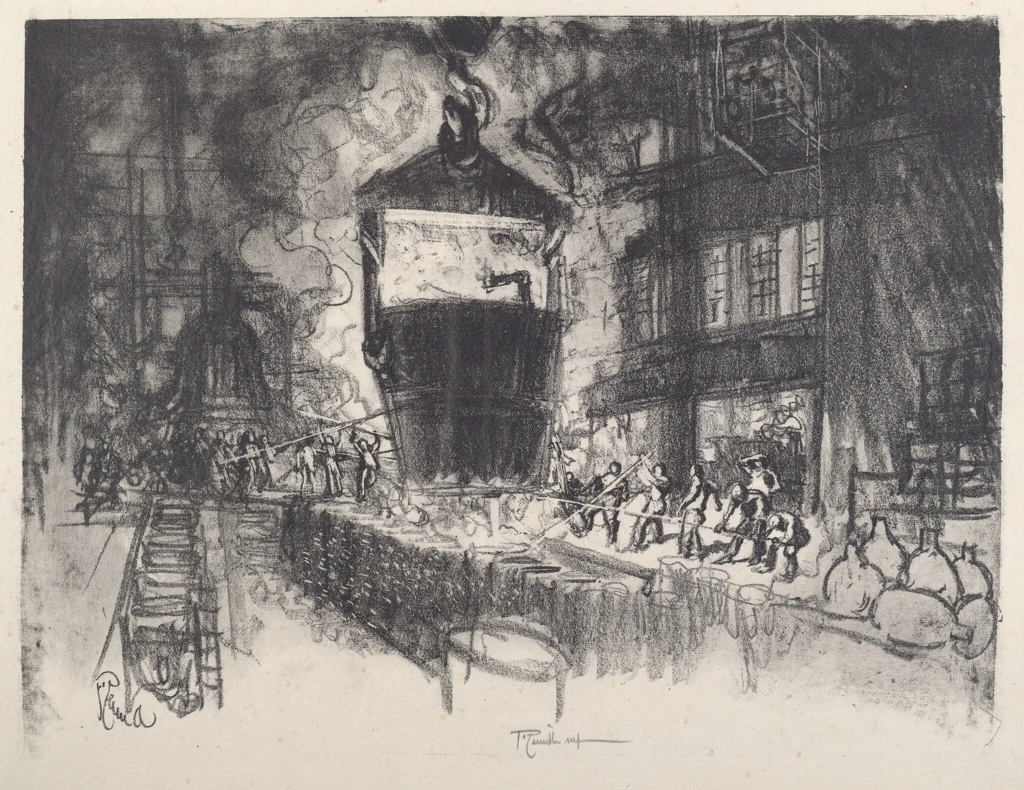 Casting Shells, by Joseph Pennell, ink, 1917