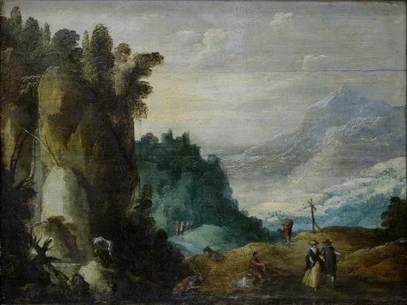 Мountain landscape, by Joos de Momper the Younger, oil, 1550