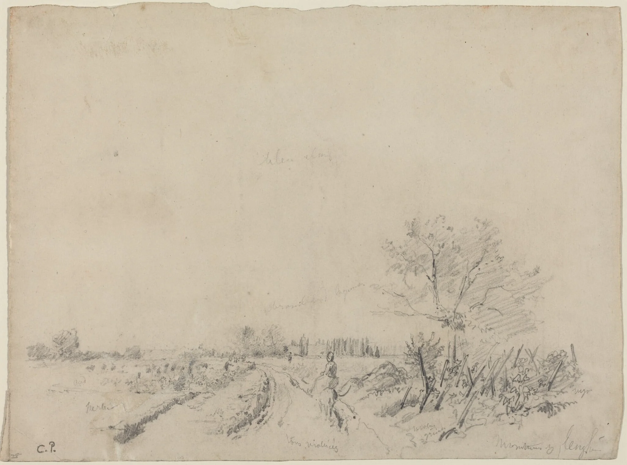 Montmorency Road, by Camille Pissarro, graphite, 1855