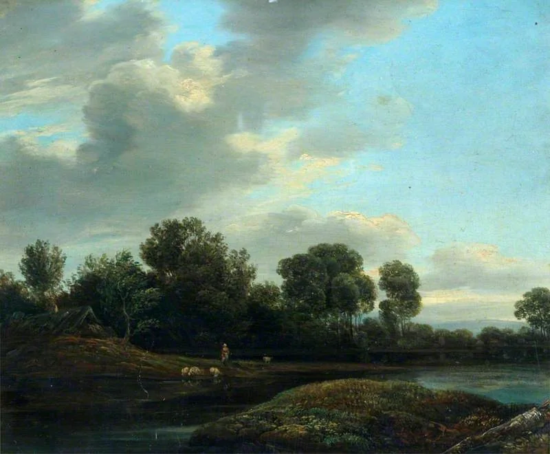 Landscape: The River Bank, by Franz Steinfeld, oil, 1837