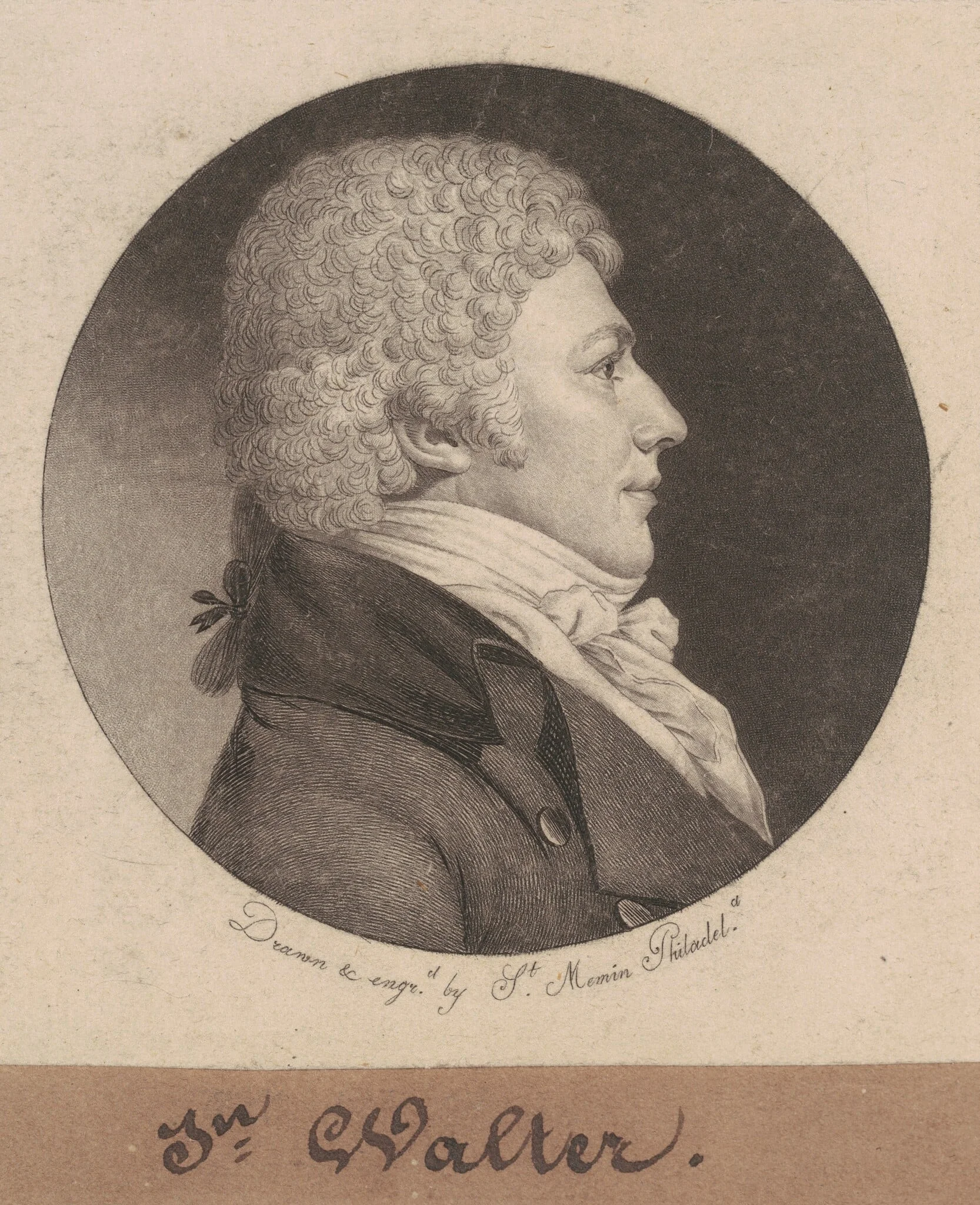 John Walter, by Charles Balthazar Julien Févret de Saint-Mémin, ink, 1800