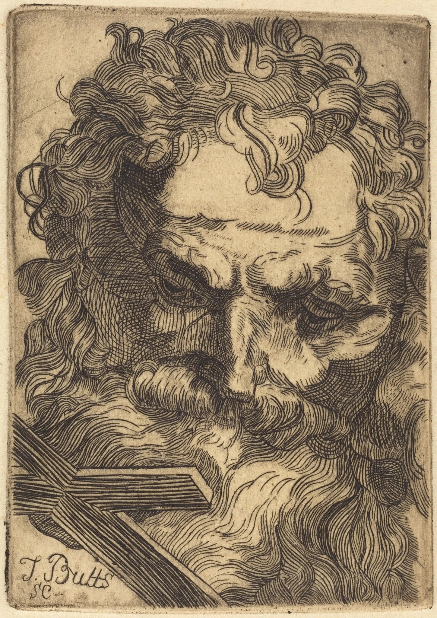 Head of Saint John the Baptist, by Butts, Jr., Thomas, ink, 1797