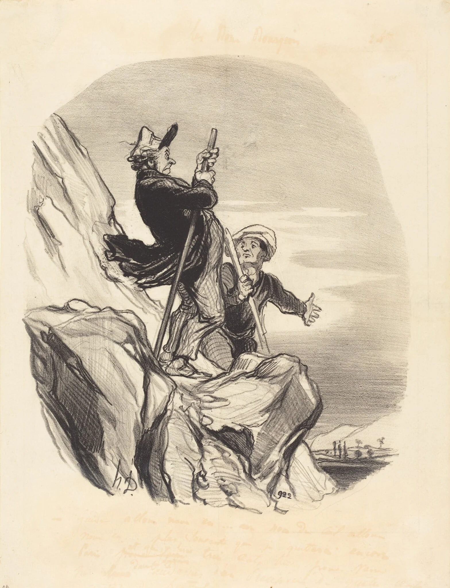Guide, allons-nous-en... au nom du ciel..., by Honoré Daumier, ink, 1846