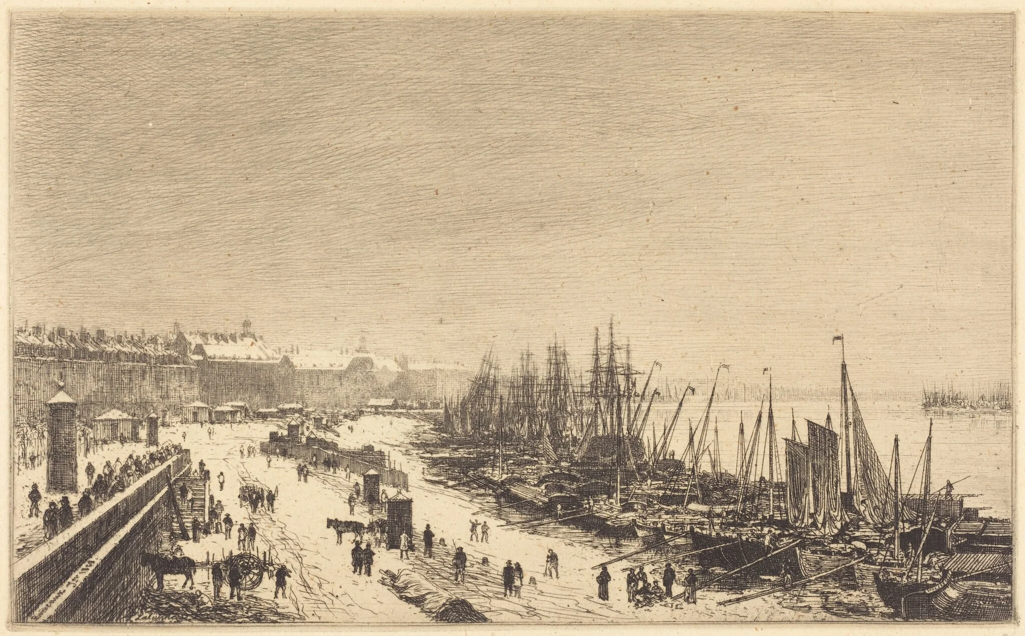 Rade de Bordeaux, by Maxime Lalanne, ink, 1868