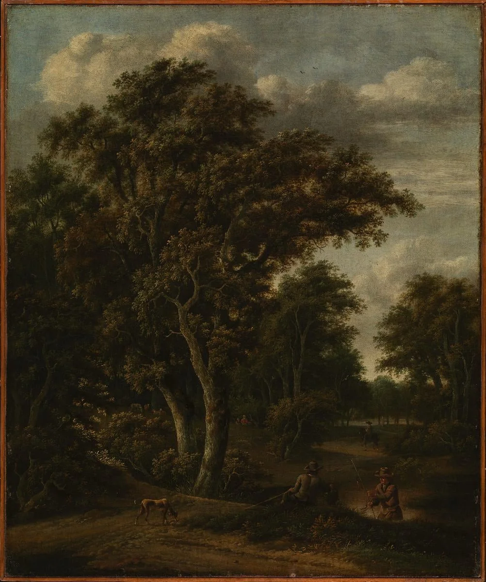 Onkijoita metsälammella, by Jacob van Ruisdael, unspecified, 1665