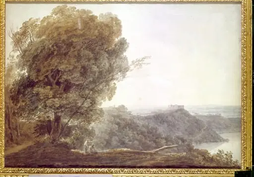 Castel Gandolfo and Lake Albano. View of the  Campagna of Rome
