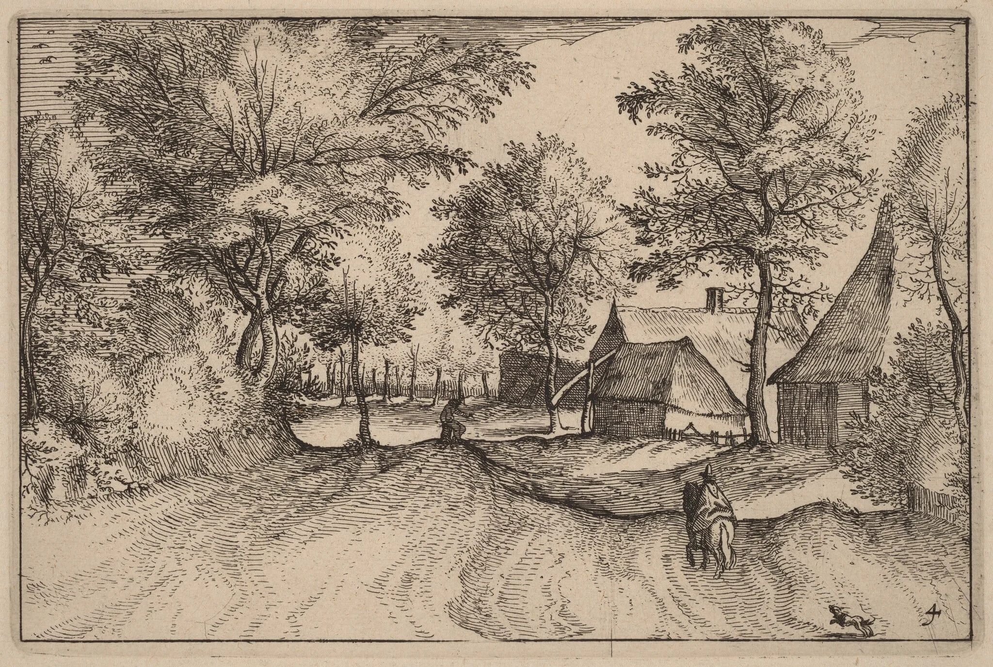 Village Road, by Claes Jansz Visscher, ink, 1612