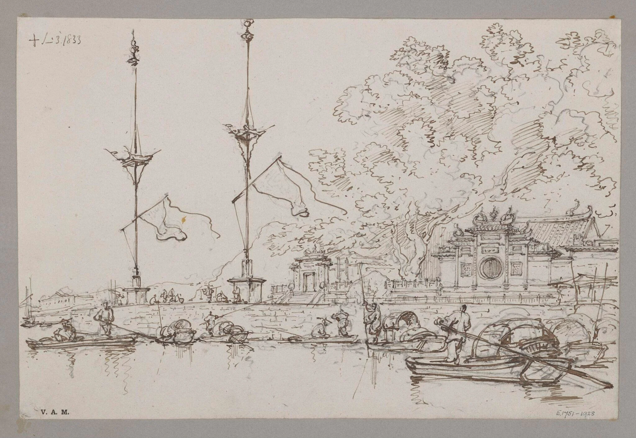 Part of the Great Joss House, Inner Harbour, Macao, by George Chinnery, 4