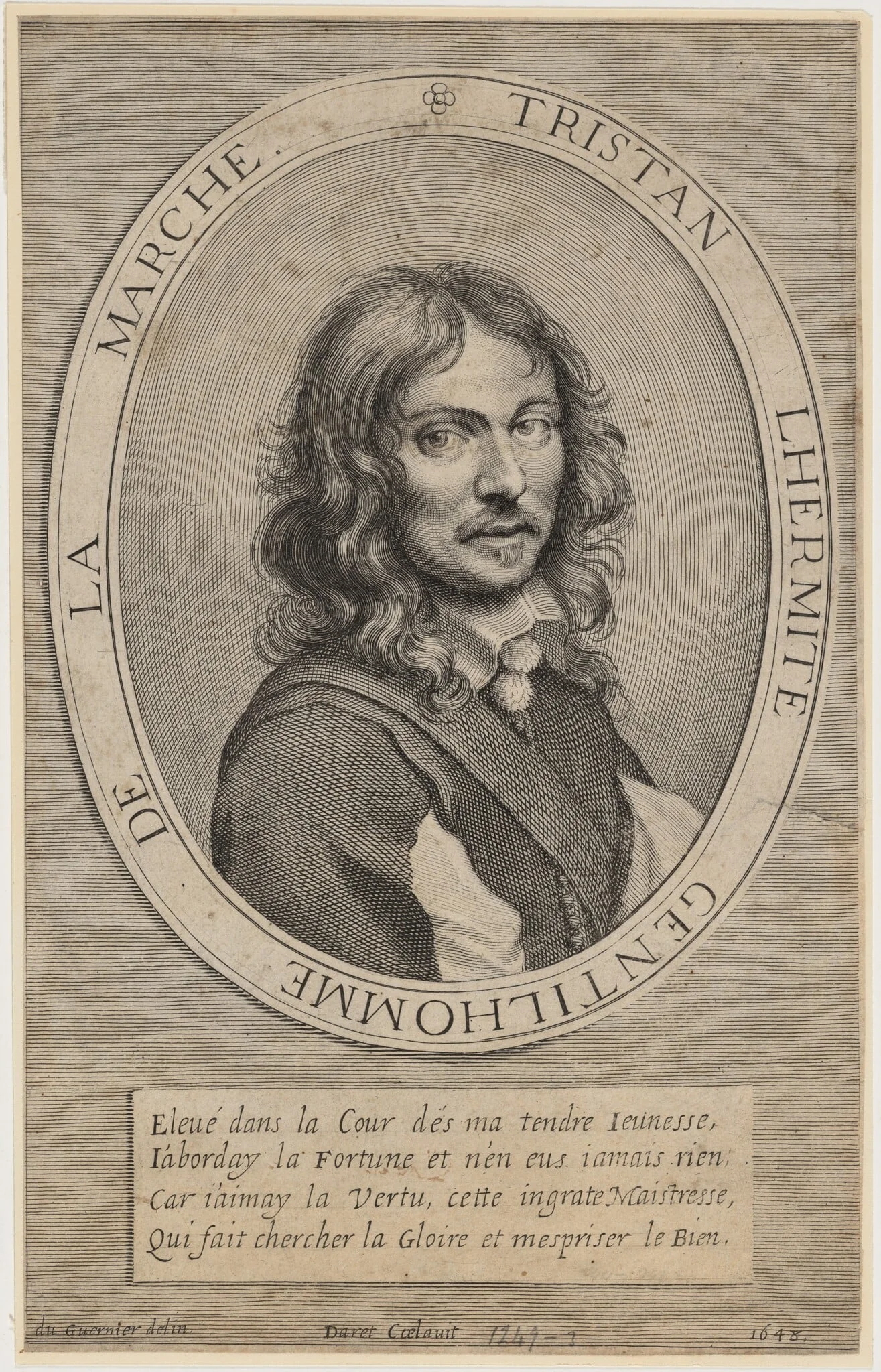 Tristan, the Hermit, by Pierre Daret de Cazeneuve, ink, 1648