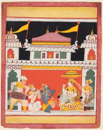 Three Musicians Perform Before a King: Shri Raga, from a Ragamala