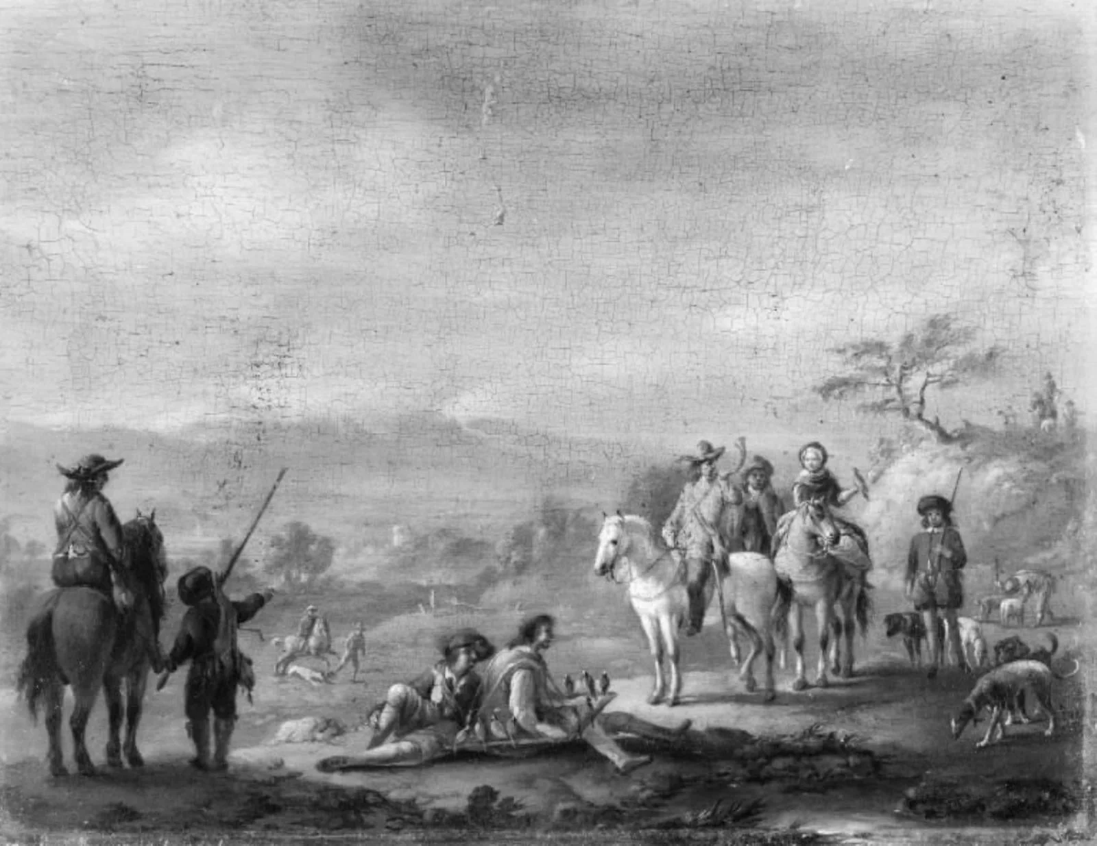 En falkejagt, by Unknown, 1734