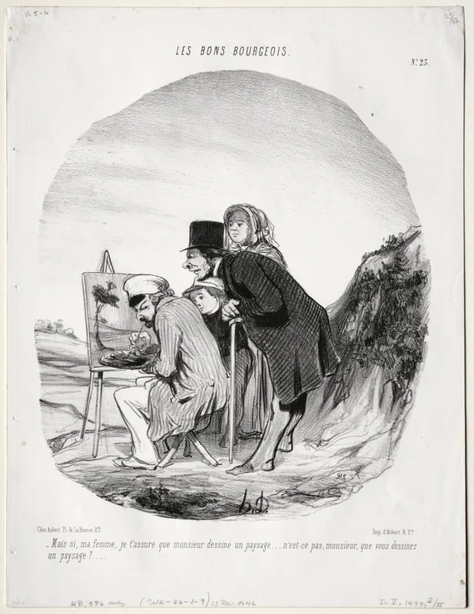But yes, my dear, I assure you that this gentleman is drawing a landscape..., by Honoré Daumier, 1846