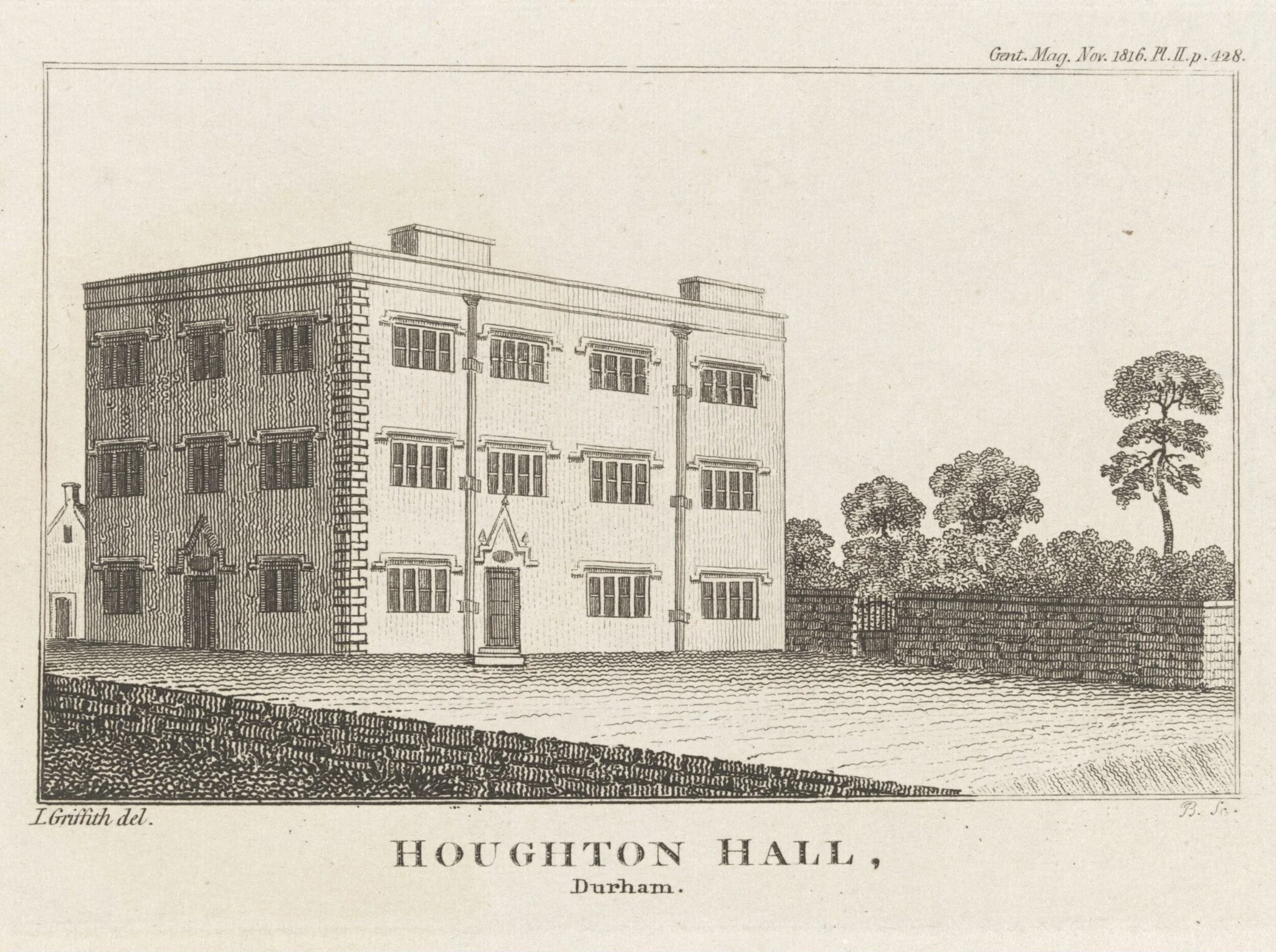 Houghton Hall, Durham, by Griffith, I., 1816
