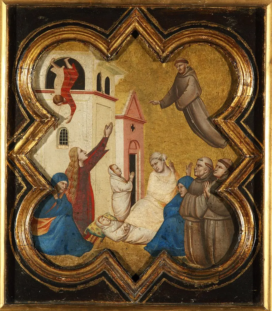 Saint Francis raises a child from the dead