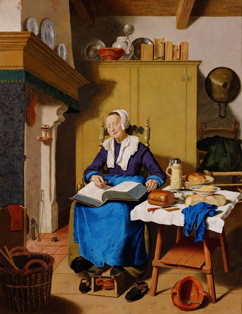 Sleeping old lady with a bible on her lap
