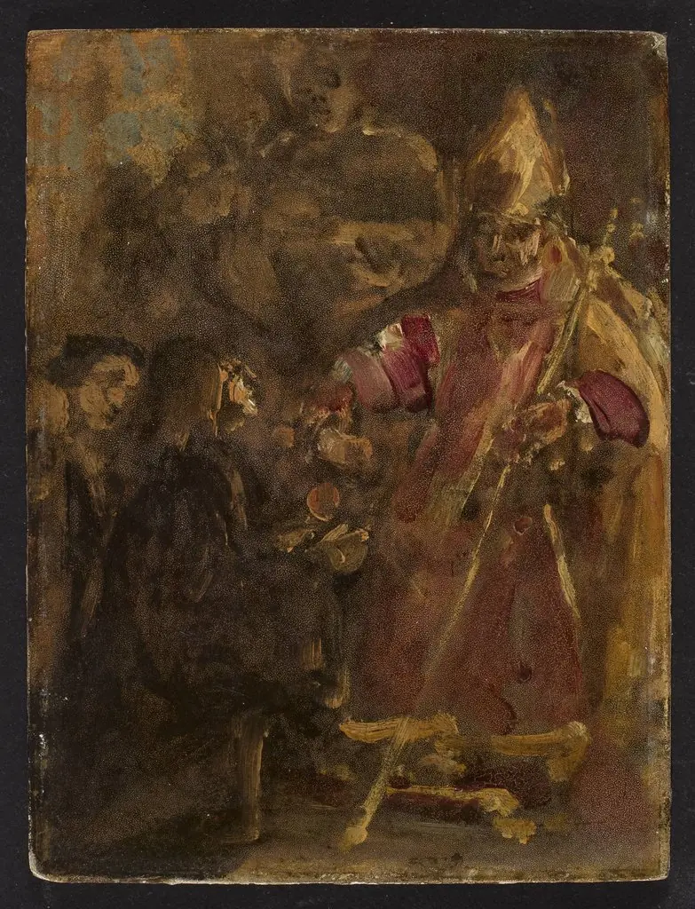 Bishop Lubrański establishes the Ecclesiastical Academy in Poznań, sketch