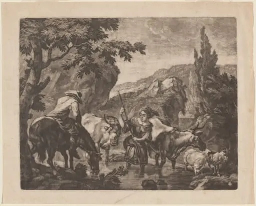 Cattle Fording a Stream