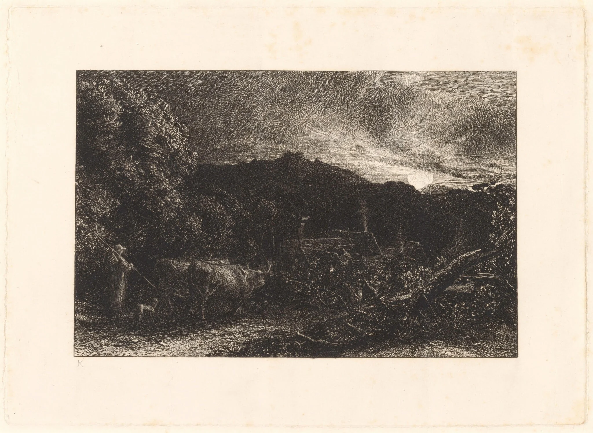 The Weary Ploughman, by Samuel Palmer, ink, 1858