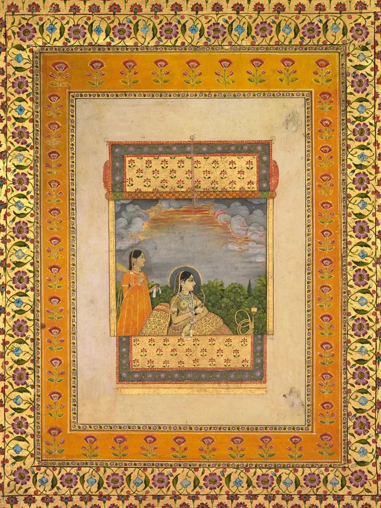 Princess and attendant in trompe l’oeil window